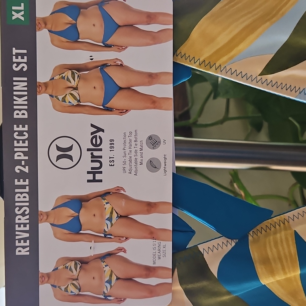 Hurley Tropical Reversible Bikini Set - Blue Green